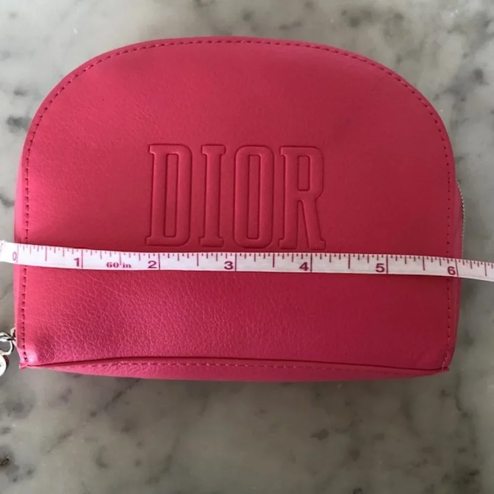 DIOR Beaute Bag Hot Pink Makeup Case Clutch Dopp Kit Logo Embossed